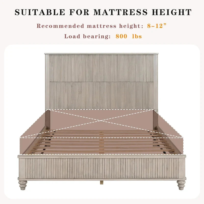 Cadre de lit en bois massif robuste avec tête de lit haute pour chambres élégantes
