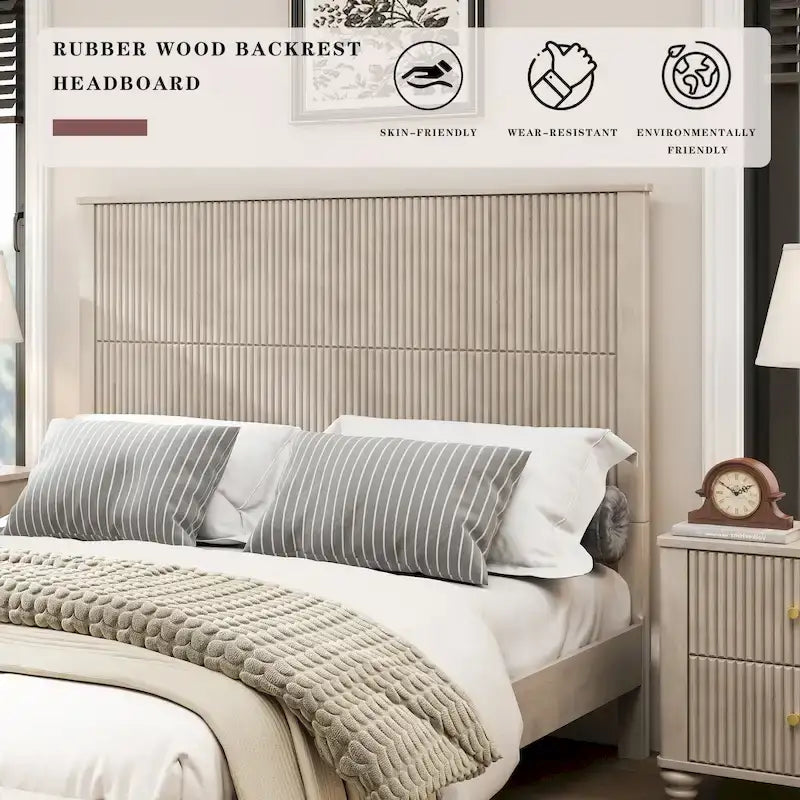Cadre de lit en bois massif robuste avec tête de lit haute pour chambres élégantes