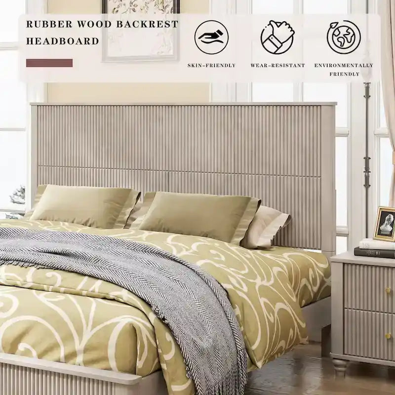 Cadre de lit en bois massif robuste avec tête de lit haute pour chambres élégantes