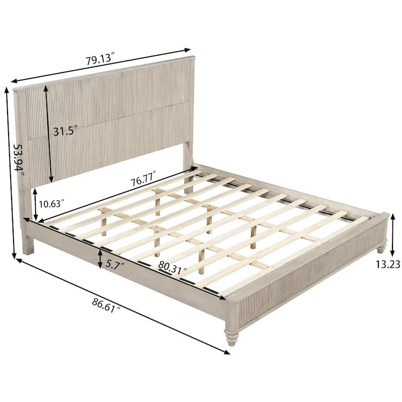 Cadre de lit en bois massif robuste avec tête de lit haute pour chambres élégantes