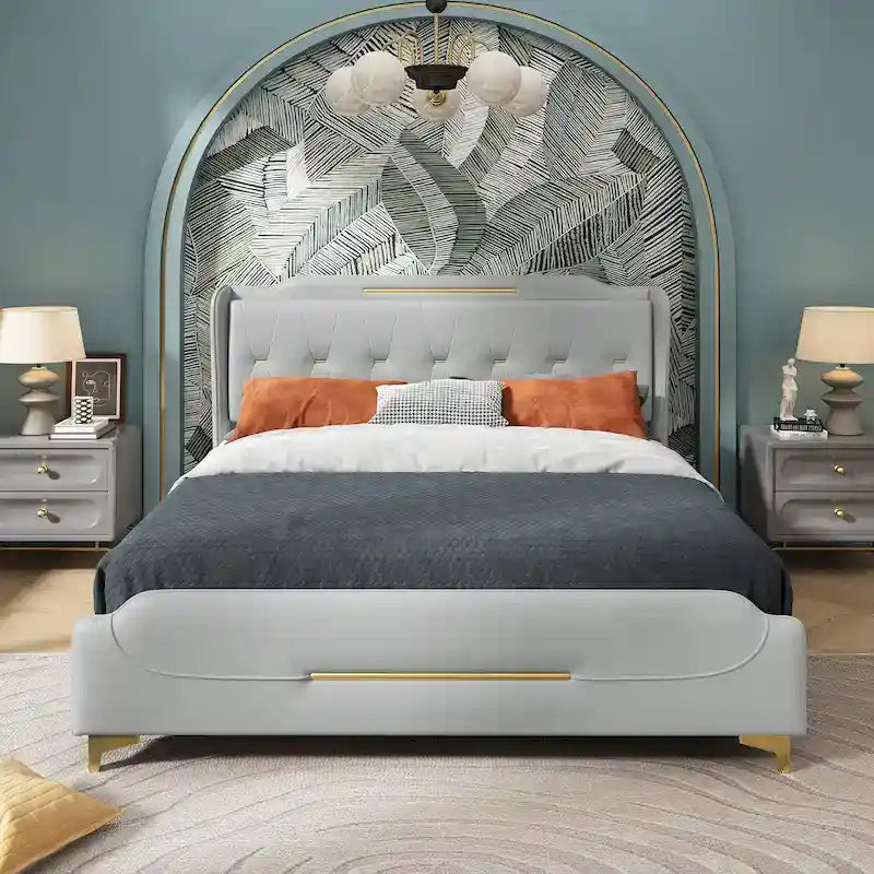 Modern Soft-Upholstered PU Leather Bed