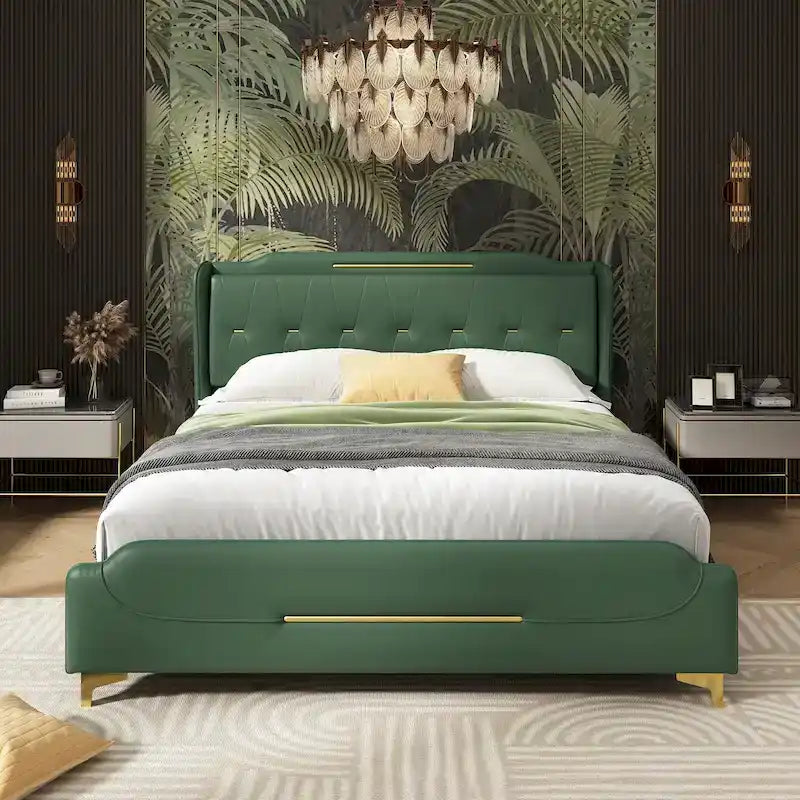 Modern Soft-Upholstered PU Leather Bed