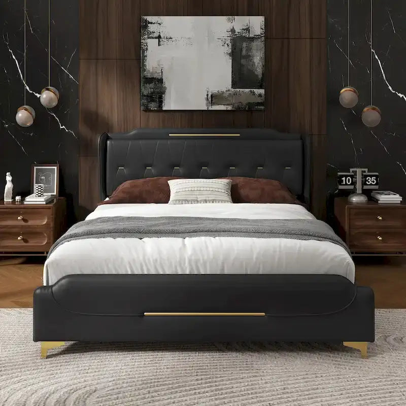 Modern Soft-Upholstered PU Leather Bed
