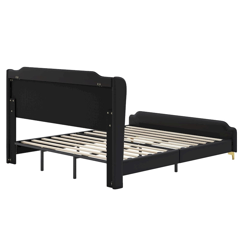 Lit moderne en cuir synthétique rembourré