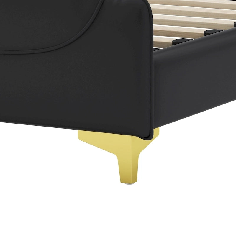 Lit moderne en cuir synthétique rembourré
