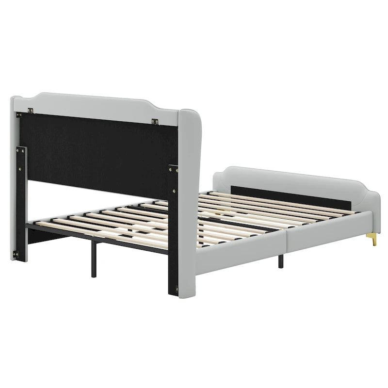 Lit moderne en cuir synthétique rembourré