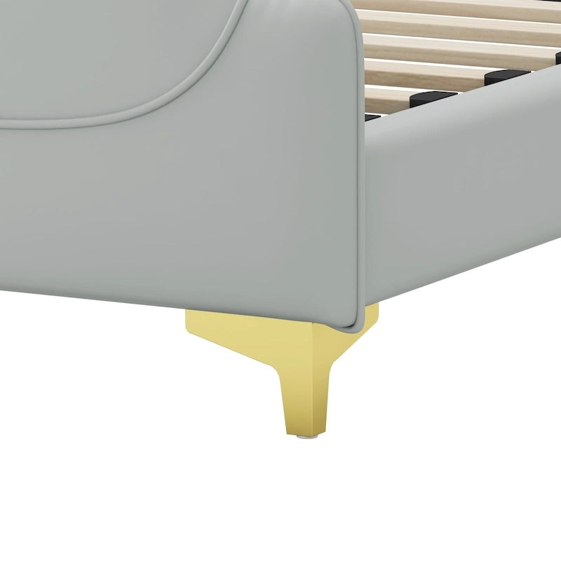 Lit moderne en cuir synthétique rembourré