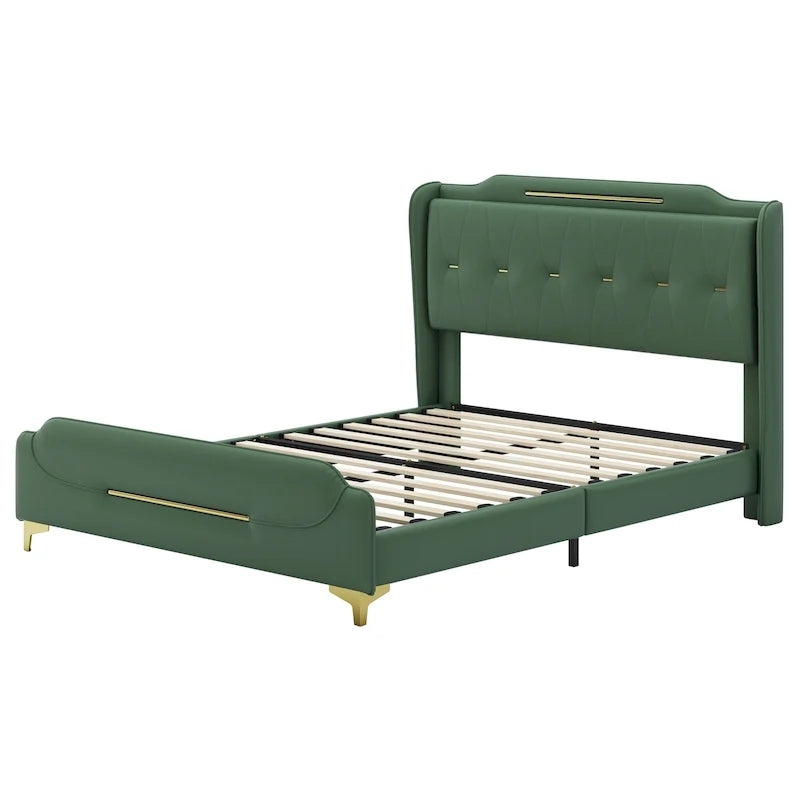 Lit moderne en cuir synthétique rembourré