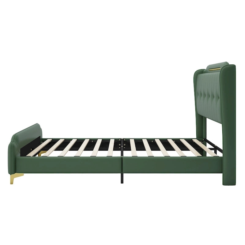 Lit moderne en cuir synthétique rembourré