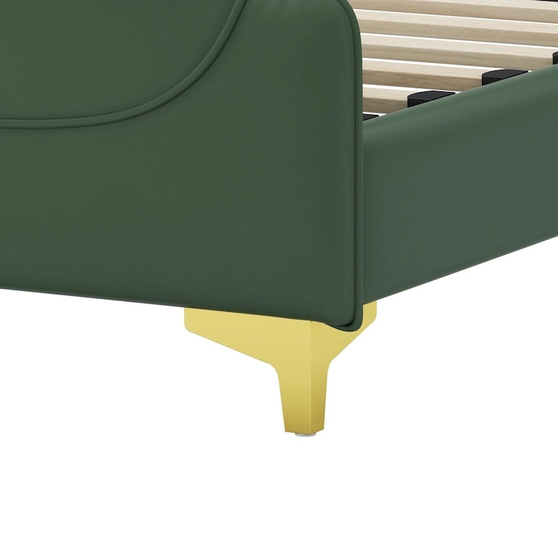 Lit moderne en cuir synthétique rembourré