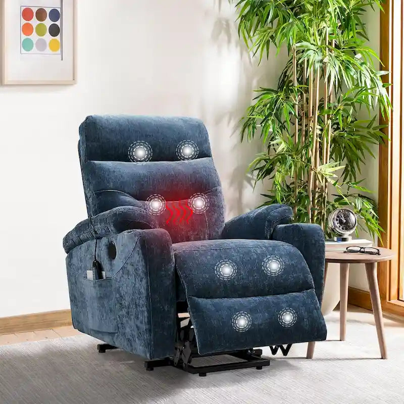 Fauteuil releveur électrique avec massage, chauffage et fonctionnalités pratiques