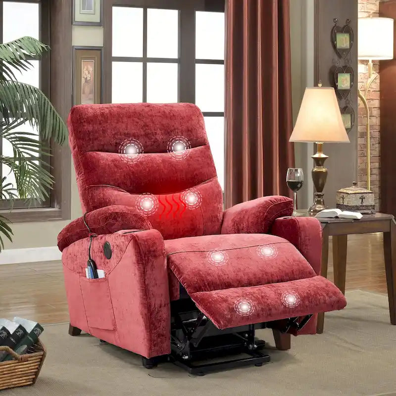 Fauteuil releveur électrique avec massage, chauffage et fonctionnalités pratiques
