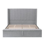 Lit Queen Size capitonné avec tête de lit et rangement