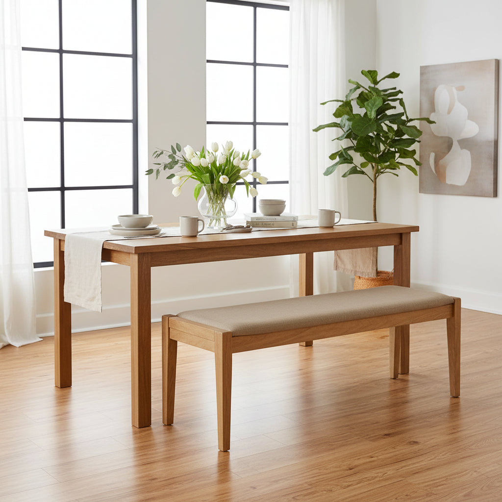 Framed Woven Rattan Cane Bench - 52.5 - Beige