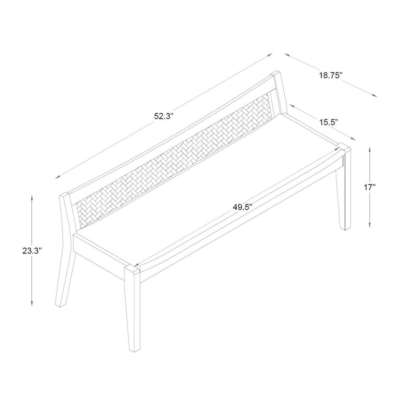 Framed Woven Rattan Cane Bench - 52.5 - Beige