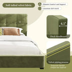 Cadres de lit King Size en velours, plateforme de lit rembourrée