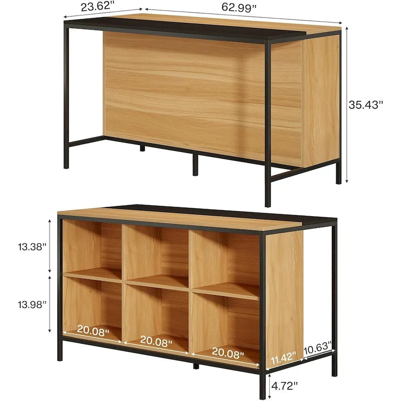 Îlot de cuisine avec 6 espaces de rangement cubiques pour cuisine salle à manger