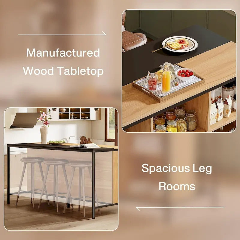 Îlot de cuisine avec 6 espaces de rangement cubiques pour cuisine salle à manger