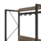 Étagère de rangement de style industriel en chêne recyclé de 67 pouces avec cadre en métal et casier à vin 6 bouteilles