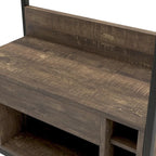 Étagère de rangement de style industriel en chêne recyclé de 67 pouces avec cadre en métal et casier à vin 6 bouteilles