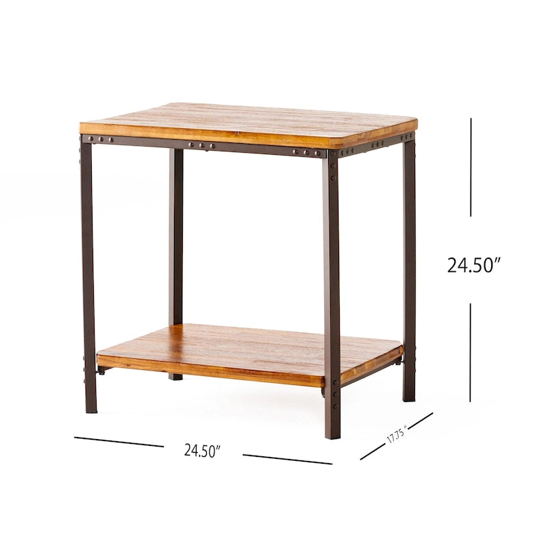Table d'appoint en métal de style rustique