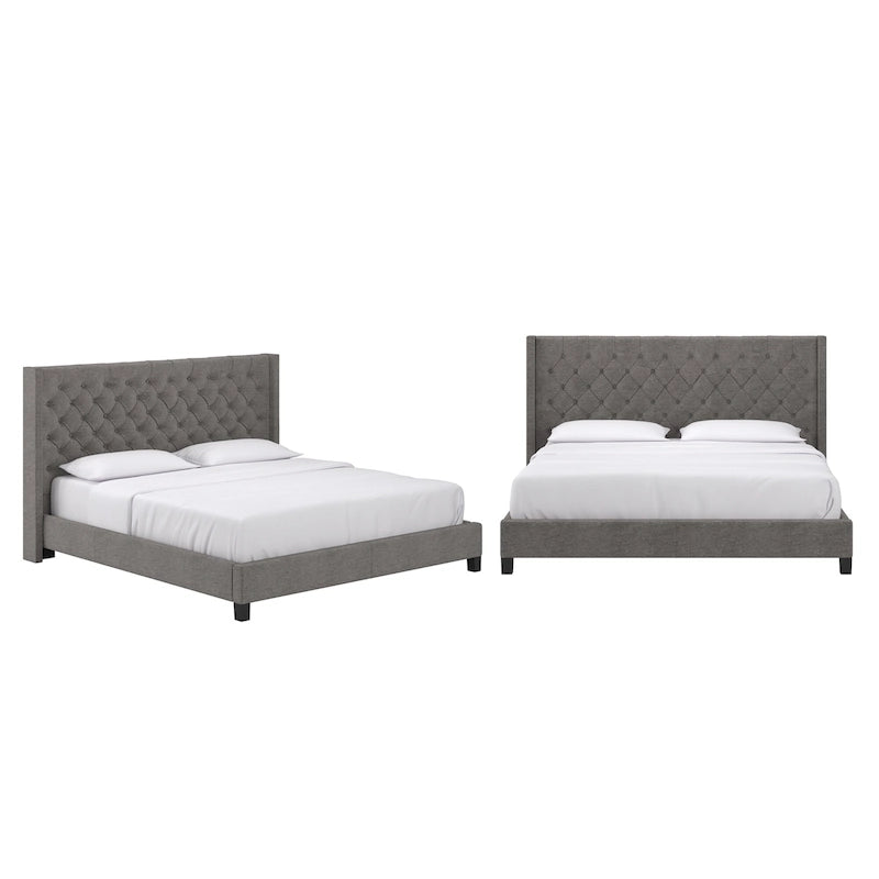 Wingback Button Tufted King Bed