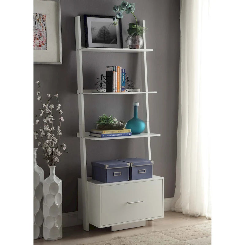 American Heritage Ladder Bookshelf with File Drawer