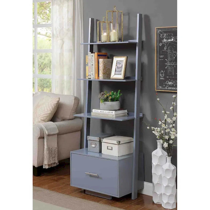 American Heritage Ladder Bookshelf with File Drawer