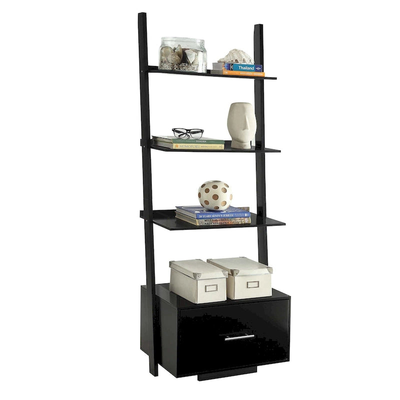 American Heritage Ladder Bookshelf with File Drawer
