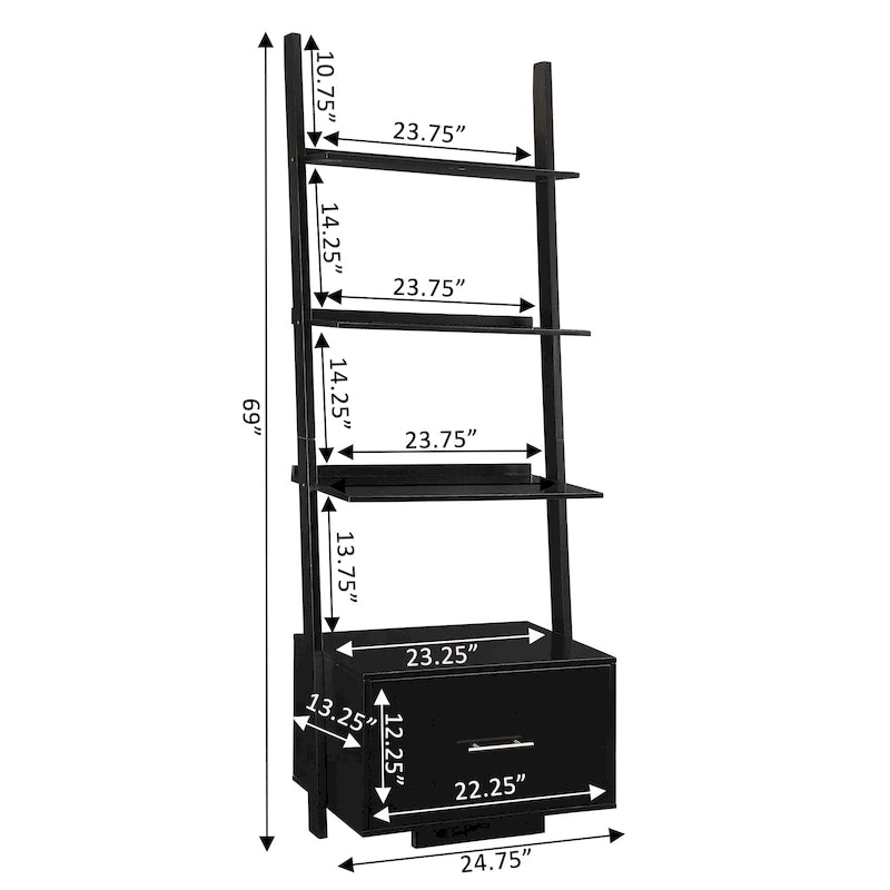 American Heritage Ladder Bookshelf with File Drawer