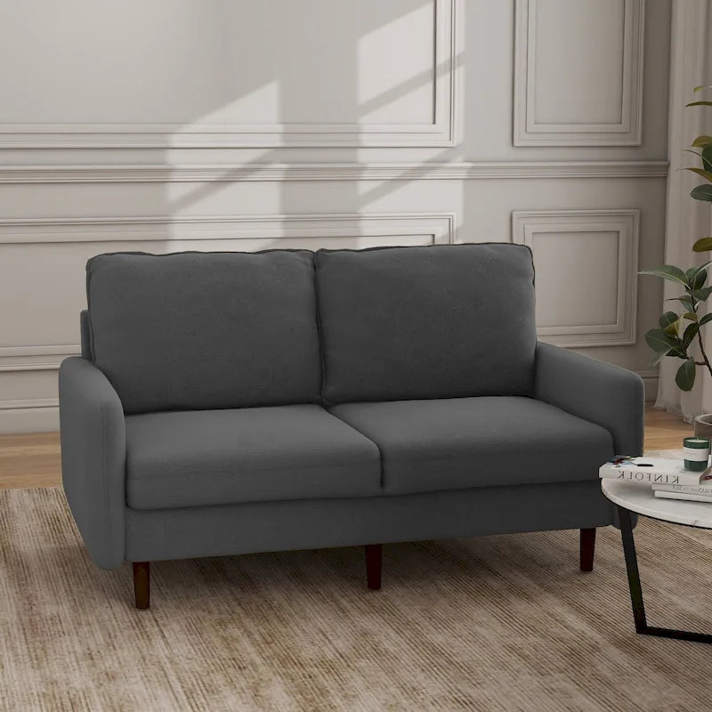 Canapé moderne à deux places en velours avec pieds en bois