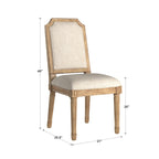 Chaises de salle à manger en bois massif et lin à dossier incurvé (lot de 2)