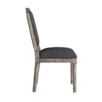 Chaises de salle à manger en bois massif et lin à dossier incurvé (lot de 2)