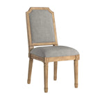 Chaises de salle à manger en bois massif et lin à dossier incurvé (lot de 2)
