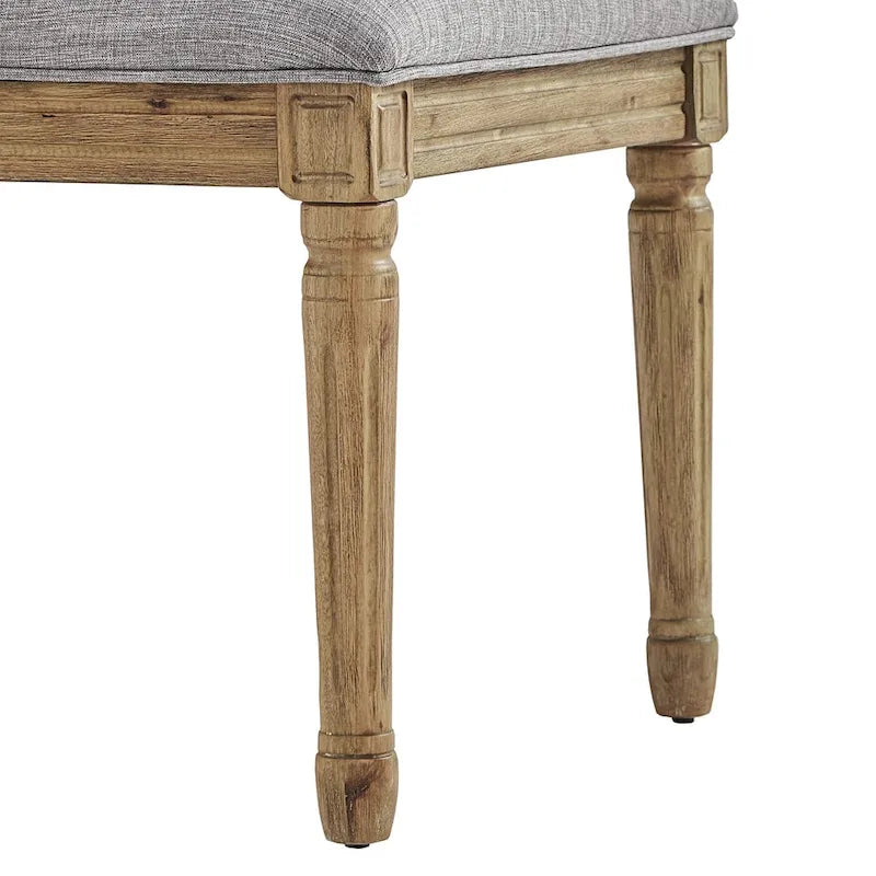 Chaises de salle à manger en bois massif et lin à dossier incurvé (lot de 2)