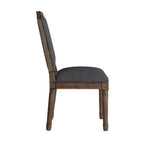 Chaises de salle à manger en bois massif et lin à dossier incurvé (lot de 2)