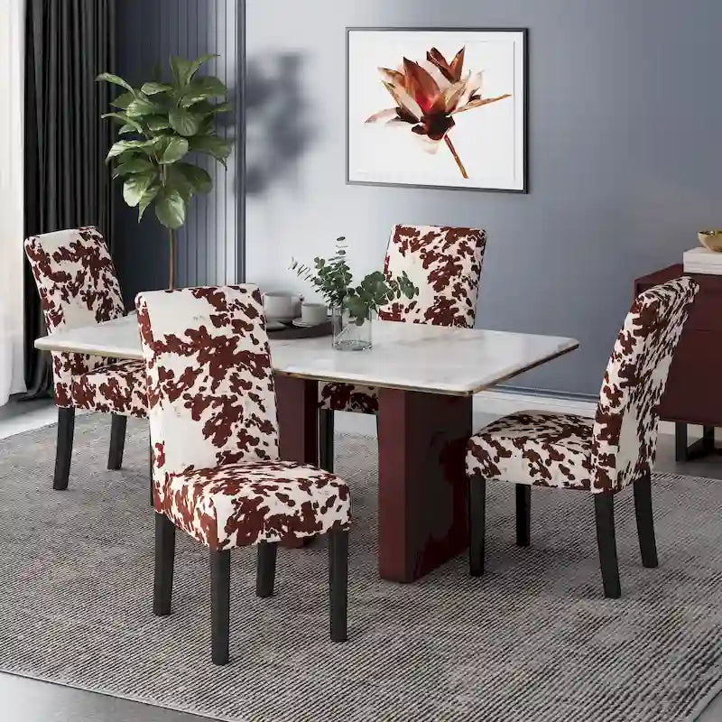 Patterned Upholstered Dining Chairs (Set of 4)