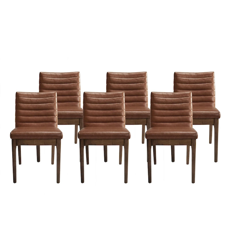 Chaises de salle à manger capitonnées à surpiqûres verticales (lot de 6)