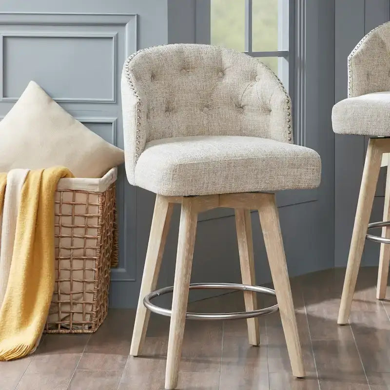 Upholstered 360 Degree Swivel Counter Stool 26 H