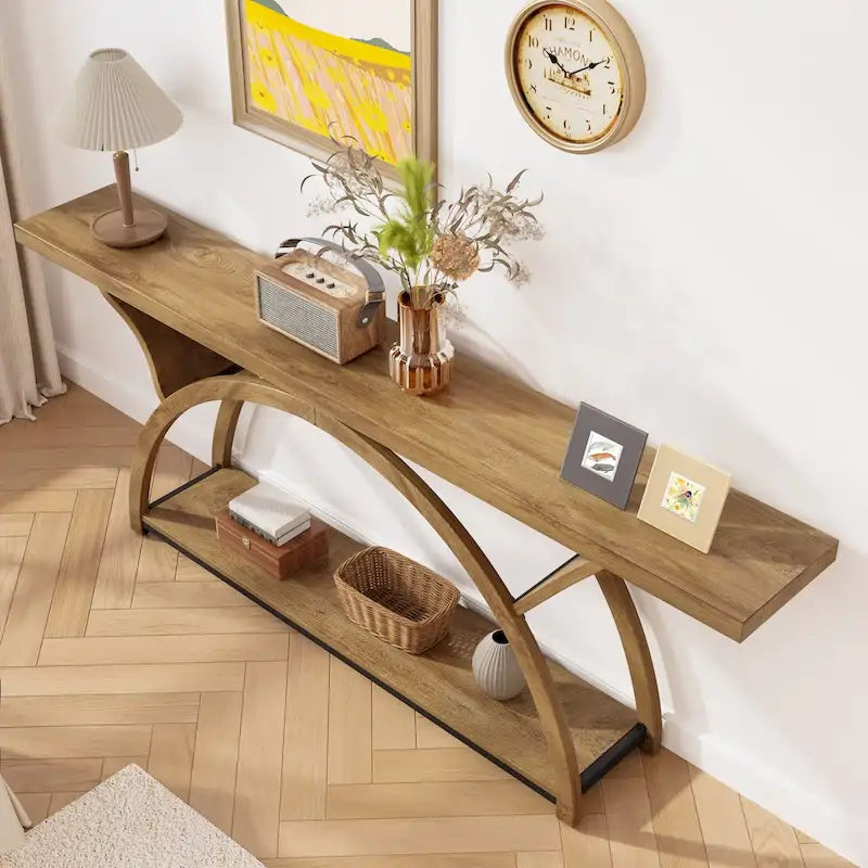 Console étroite et longue avec structure en demi-lune