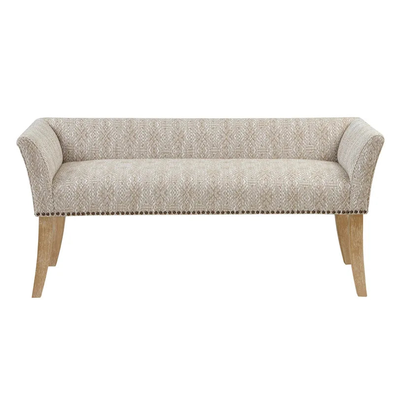 49.5 Upholstered Bench with Back & Wood Legs
