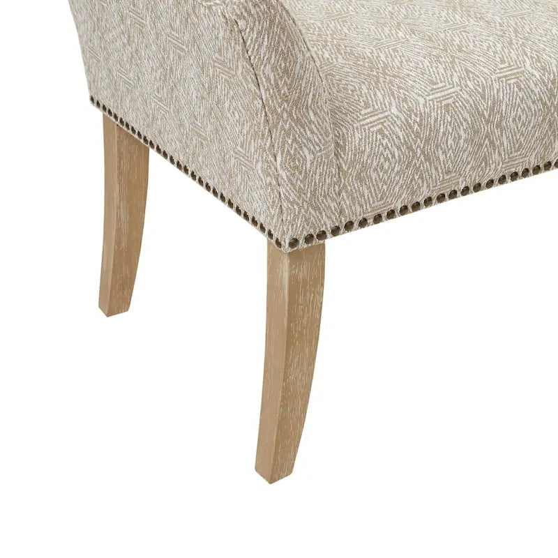 Banc rembourré de 49,5 po avec dossier et pieds en bois