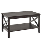 Table basse à deux niveaux avec étagère
