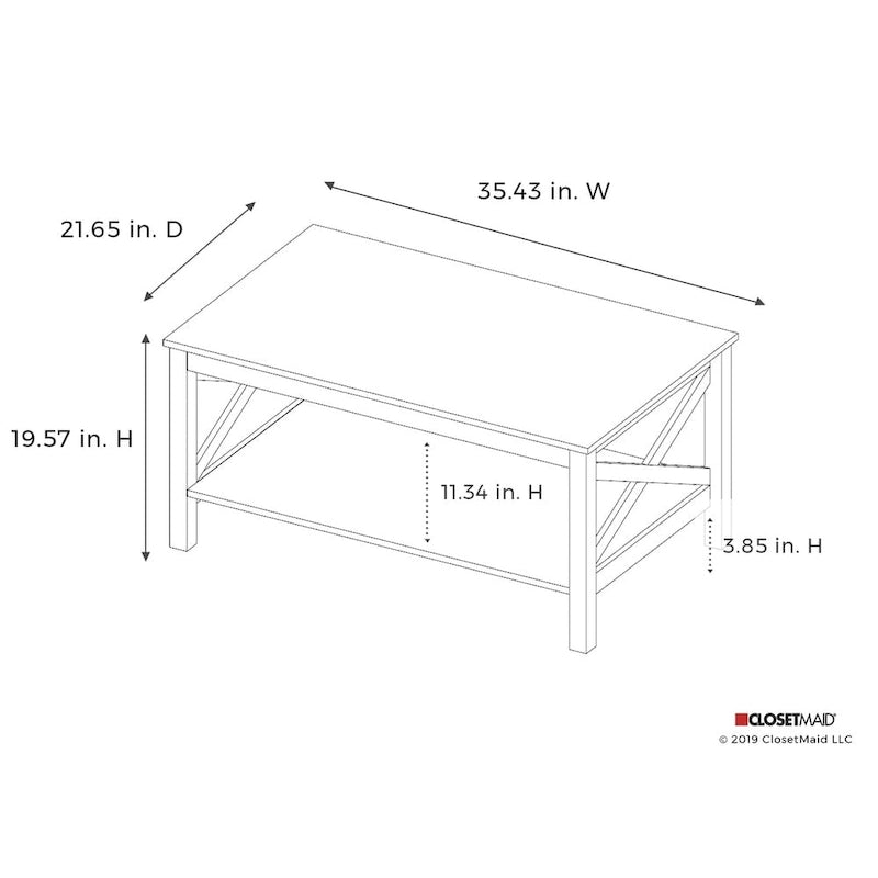 Table basse à deux niveaux avec étagère