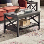 Table basse à deux niveaux avec étagère