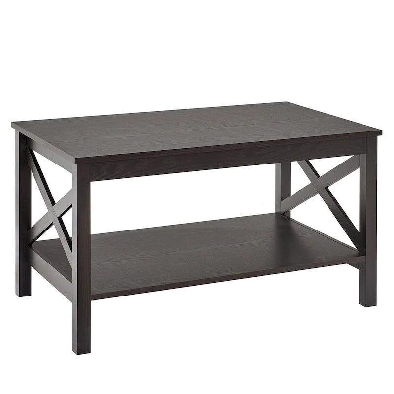 Table basse à deux niveaux avec étagère