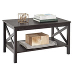 Table basse à deux niveaux avec étagère