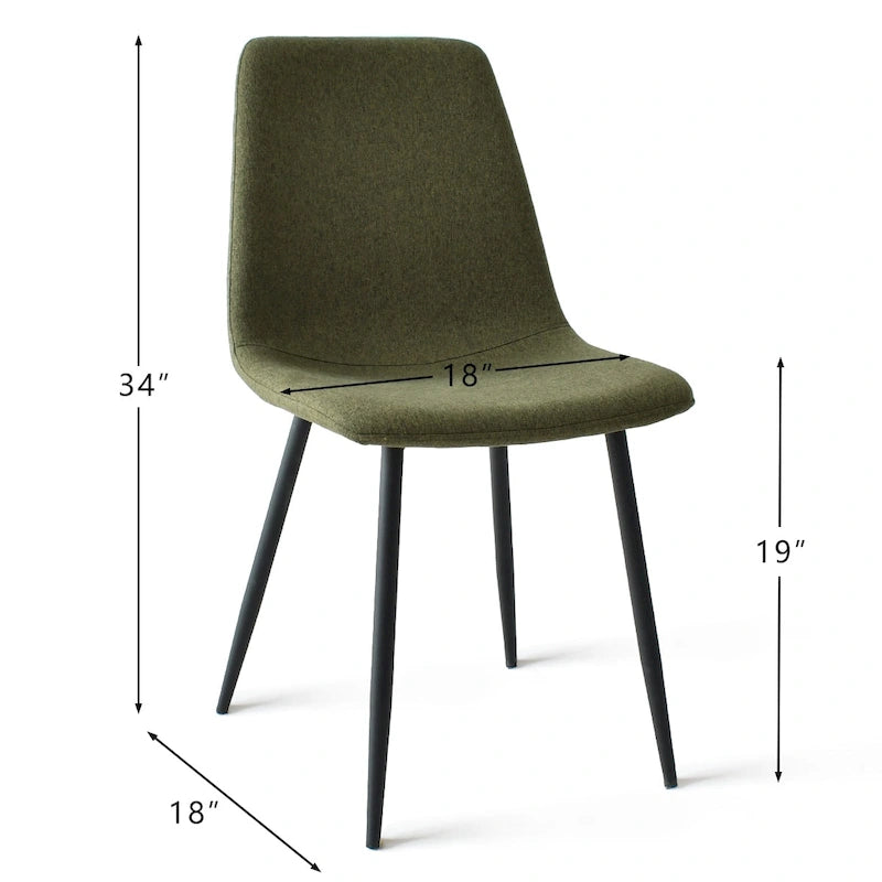 Chaises de salle à manger modernes rembourrées en tissu (lot de 4) - 34x18x18