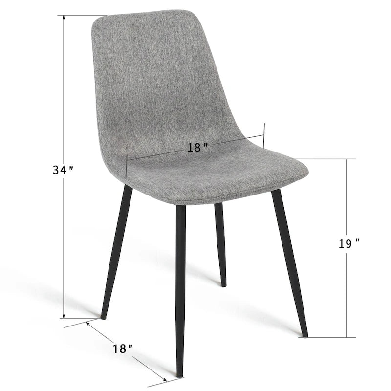 Chaises de salle à manger modernes rembourrées en tissu (lot de 4) - 34x18x18