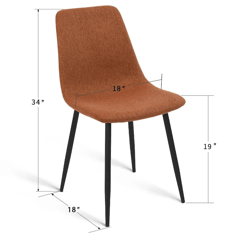 Chaises de salle à manger modernes rembourrées en tissu (lot de 4) - 34x18x18